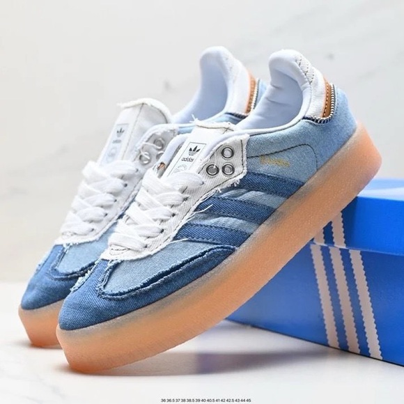 adidas Shoes - adidas Samba Platform Sneakers - Light Blue & Denim with Gum Sole